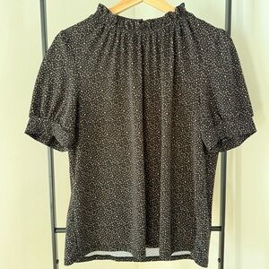 Adrianna Papell Black Polka Dot Top, size M